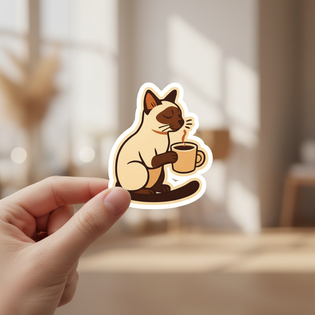 Siamese Cat Coffee Sticker
