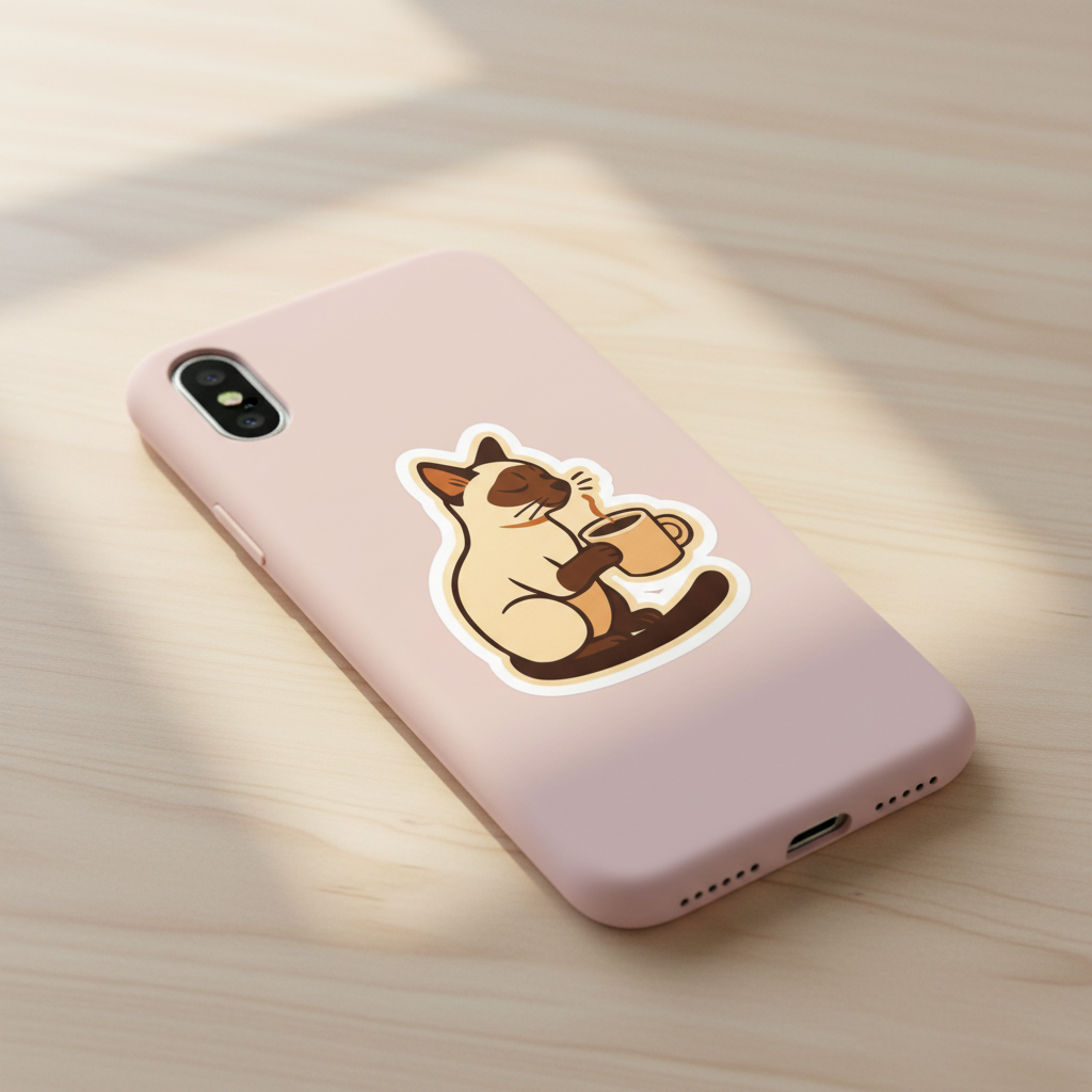 Siamese Cat Coffee Sticker