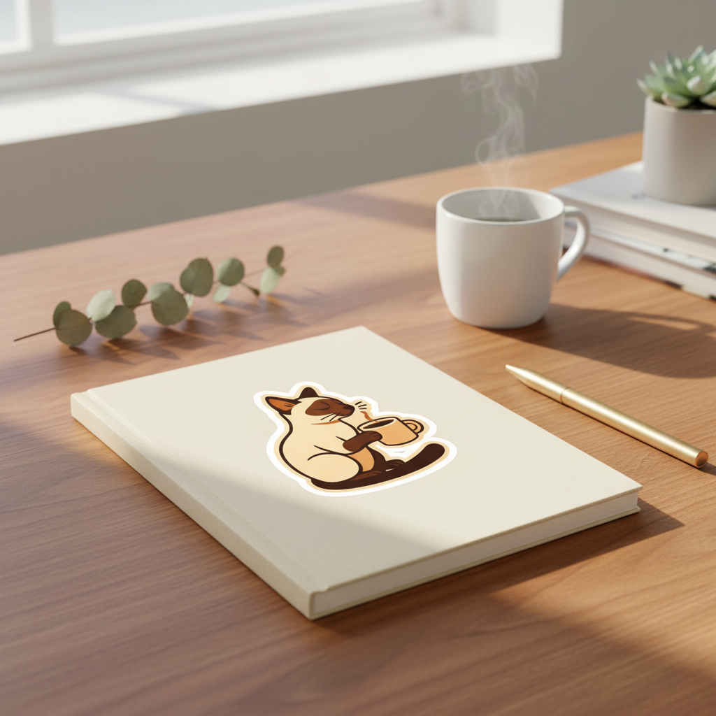 Siamese Cat Coffee Sticker