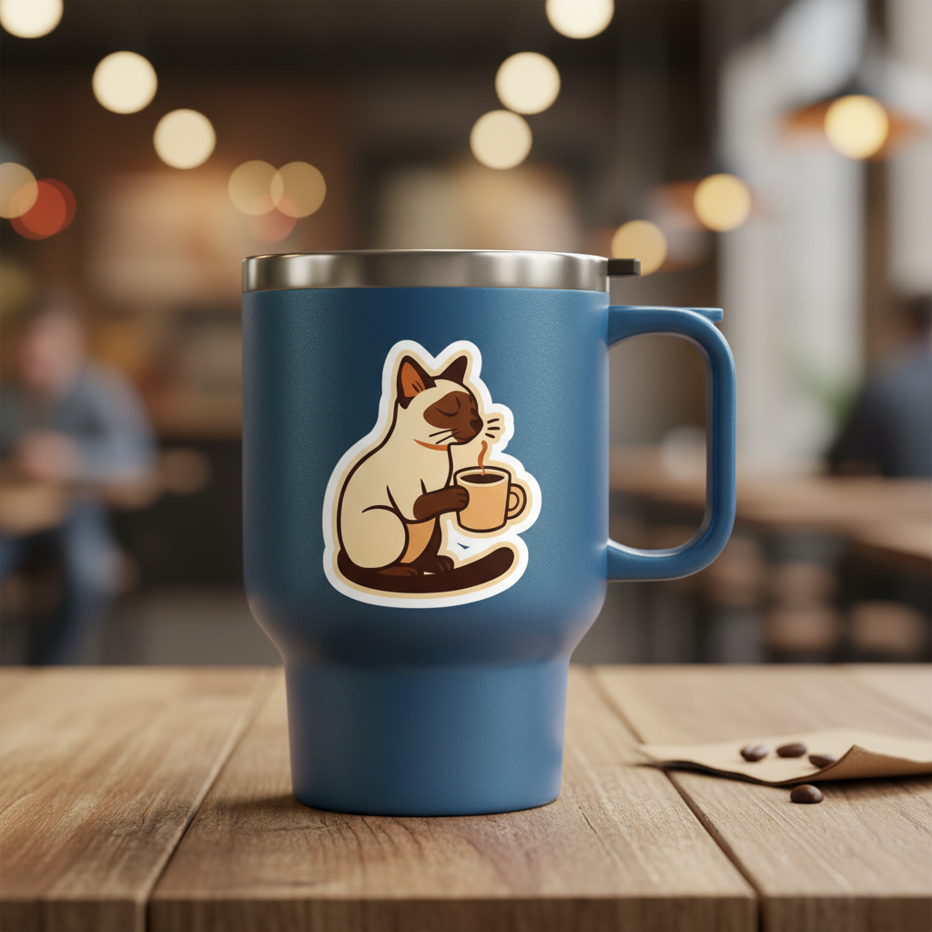 Siamese Cat Coffee Sticker